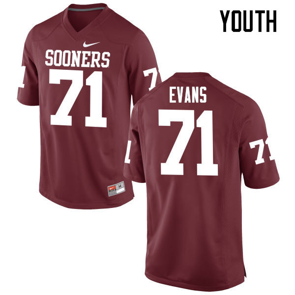 Youth Oklahoma Sooners #71 Bobby Evans College Football Jerseys Game-Crimson - Click Image to Close